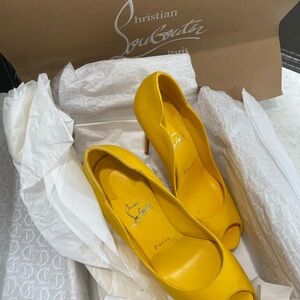 Christian Louboutin Yellow Peep-Toe Heels